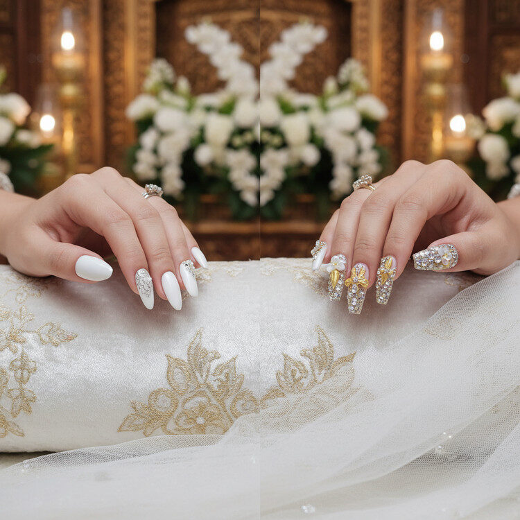 Inspirasi Nail Gel Jogja Untuk Wedding: Putih Bersih Atau Glamour 3D?