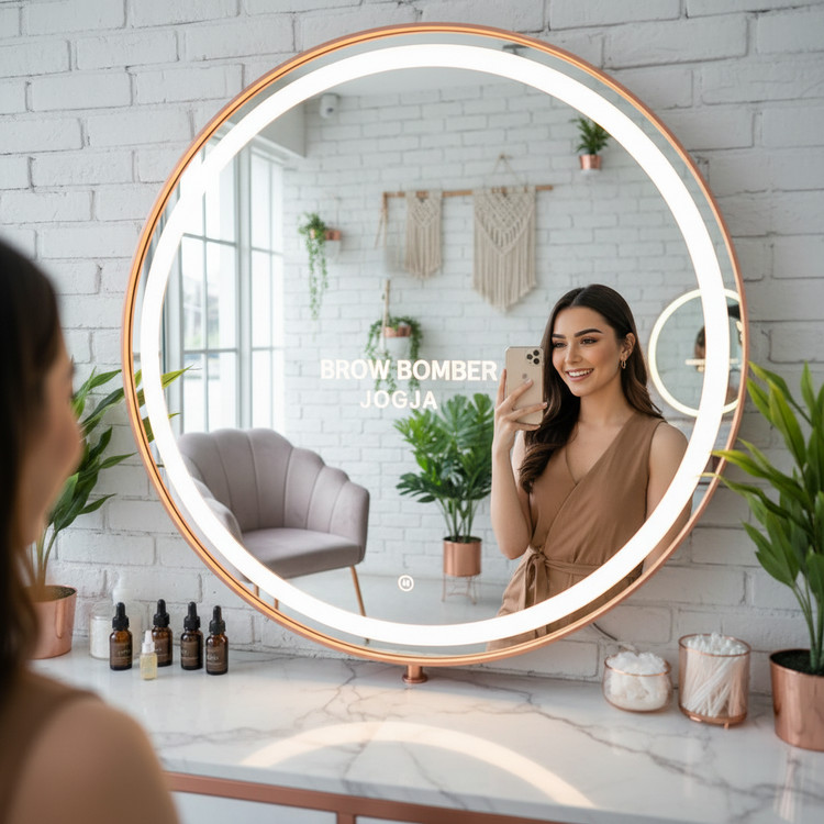 Review Brow Bomber Jogja Dengan Cermin Selfie Mirror yang Instagramable